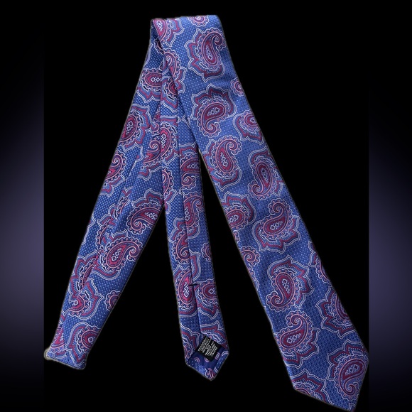 🆕👔NEW Blue & Magenta PAISLEY 100% Italian Silk Tie | TED BAKER LONDON - Picture 13 of 15